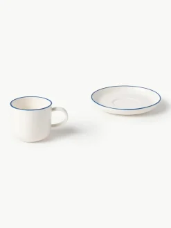 Porseleinen espressokopjes Facile met schoteltjes, 2 stuks^Westwing Collection Discount