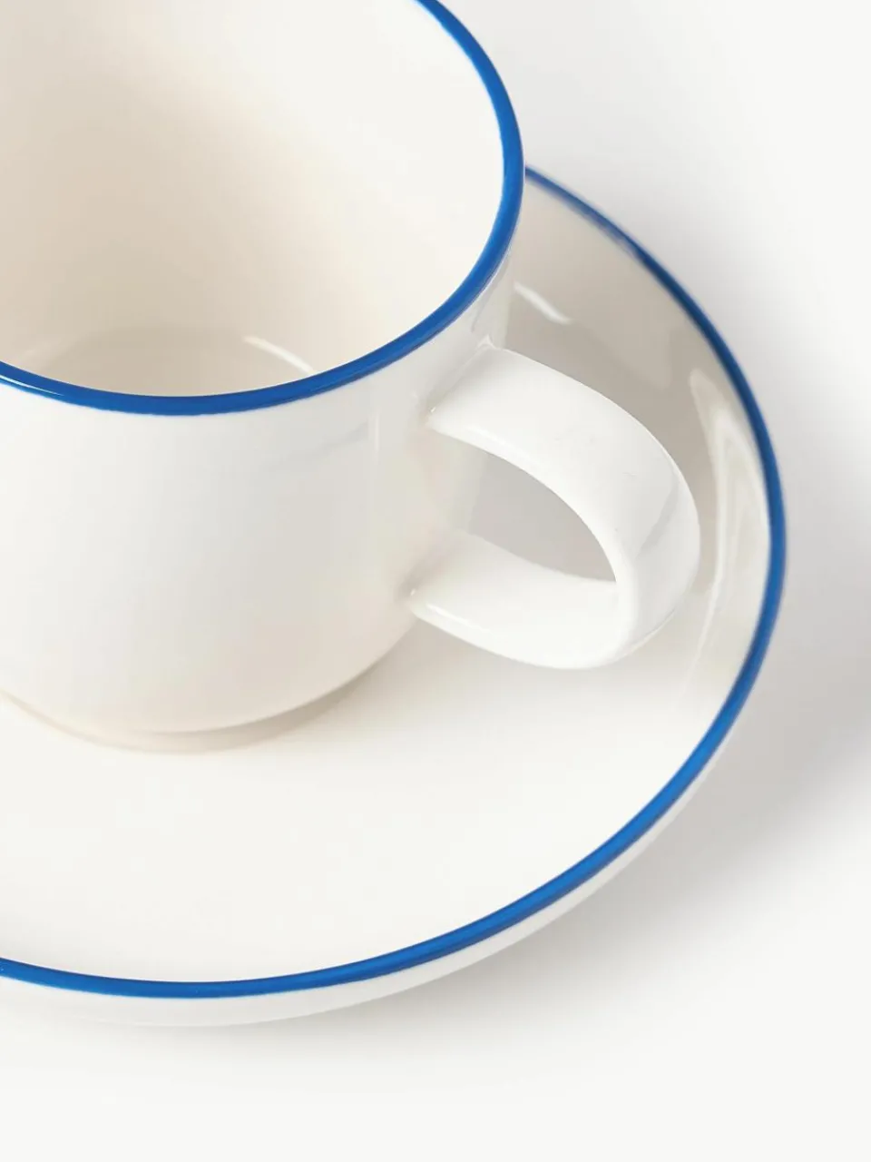 Porseleinen espressokopjes Facile met schoteltjes, 2 stuks^Westwing Collection Discount