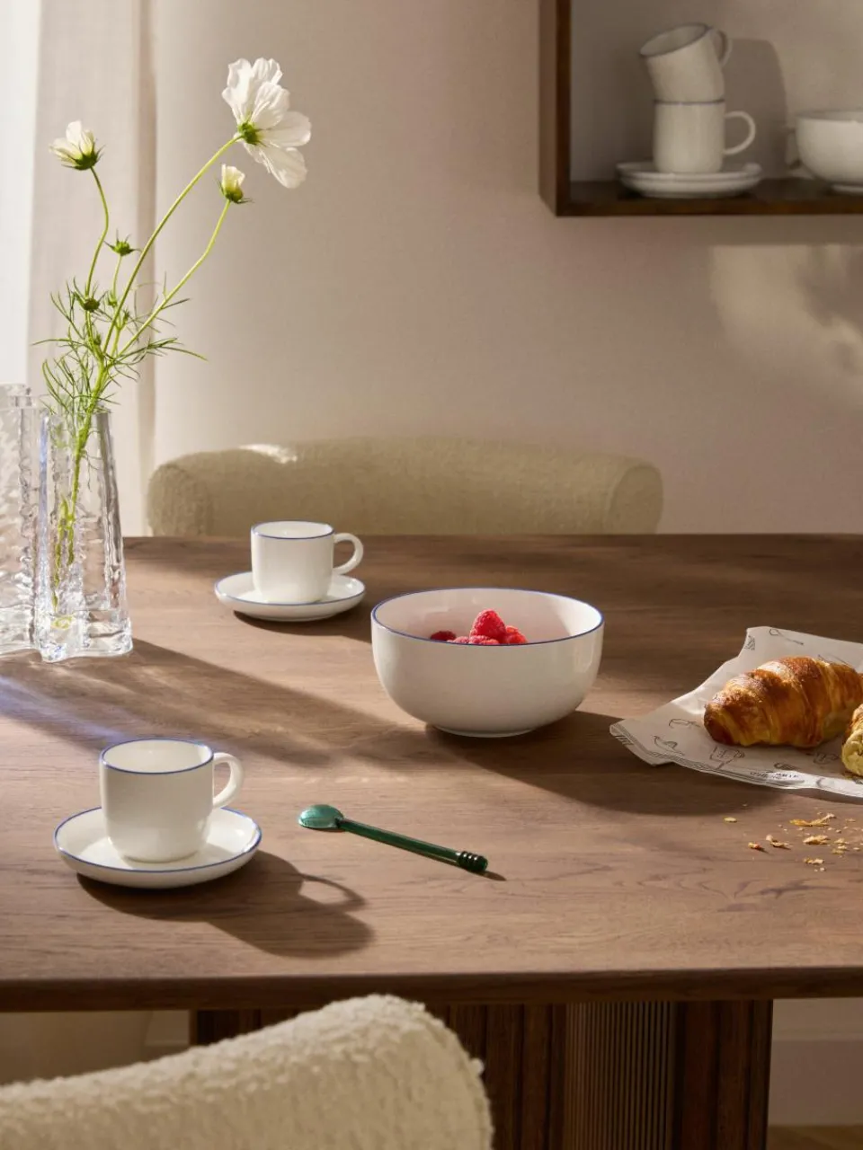 Porseleinen espressokopjes Facile met schoteltjes, 2 stuks^Westwing Collection Discount