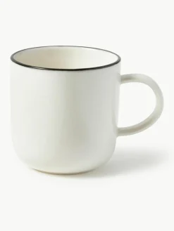 Porseleinen koffiekopjes Facile met schotels, 2 stuks^Westwing Collection Sale