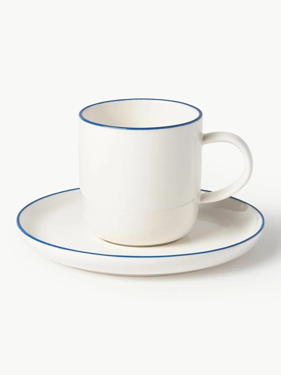 Porseleinen koffiekopjes Facile met schotels, 2 stuks^Westwing Collection Hot