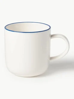 Porseleinen koffiekopjes Facile met schotels, 2 stuks^Westwing Collection Hot