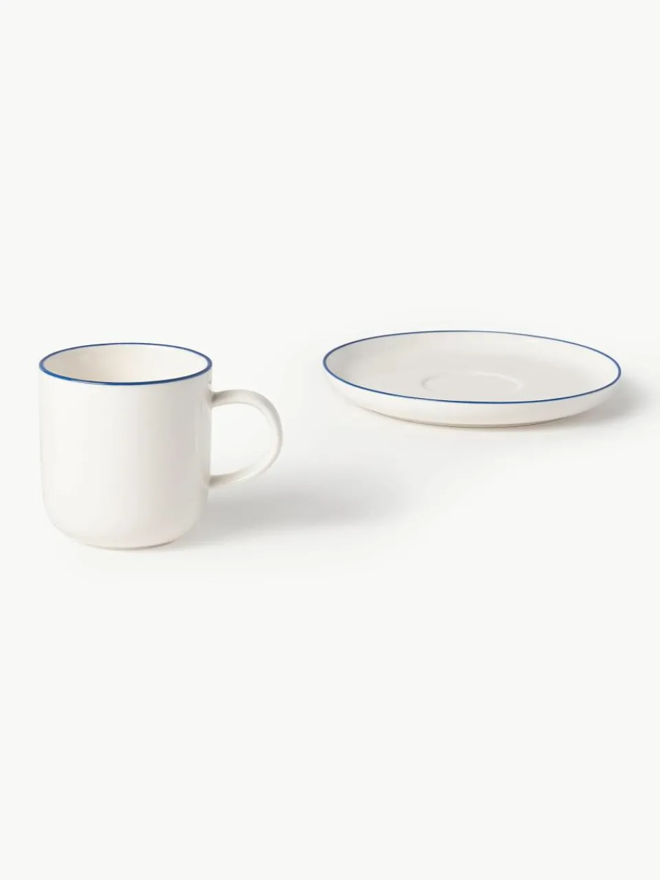 Porseleinen koffiekopjes Facile met schotels, 2 stuks^Westwing Collection Hot