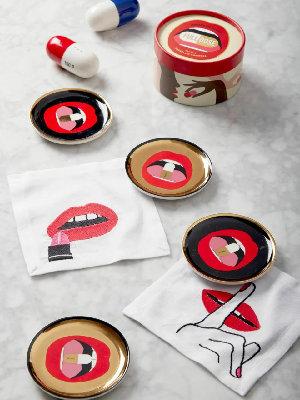 Porseleinen onderzetters Full Dose, met goud, set van 4^Jonathan Adler Sale