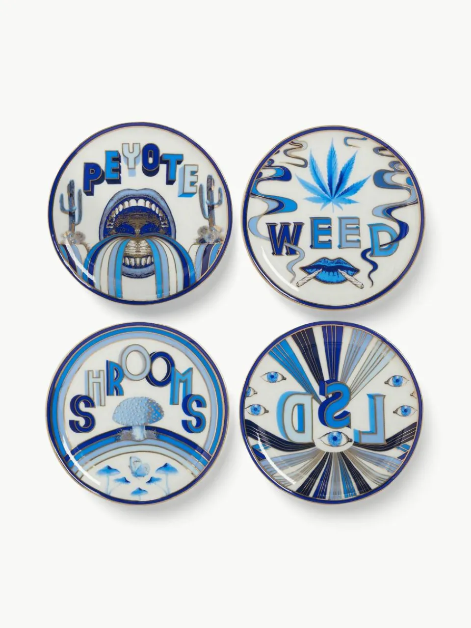 Porseleinen onderzetters Druggist met goud, set van 4^Jonathan Adler Online