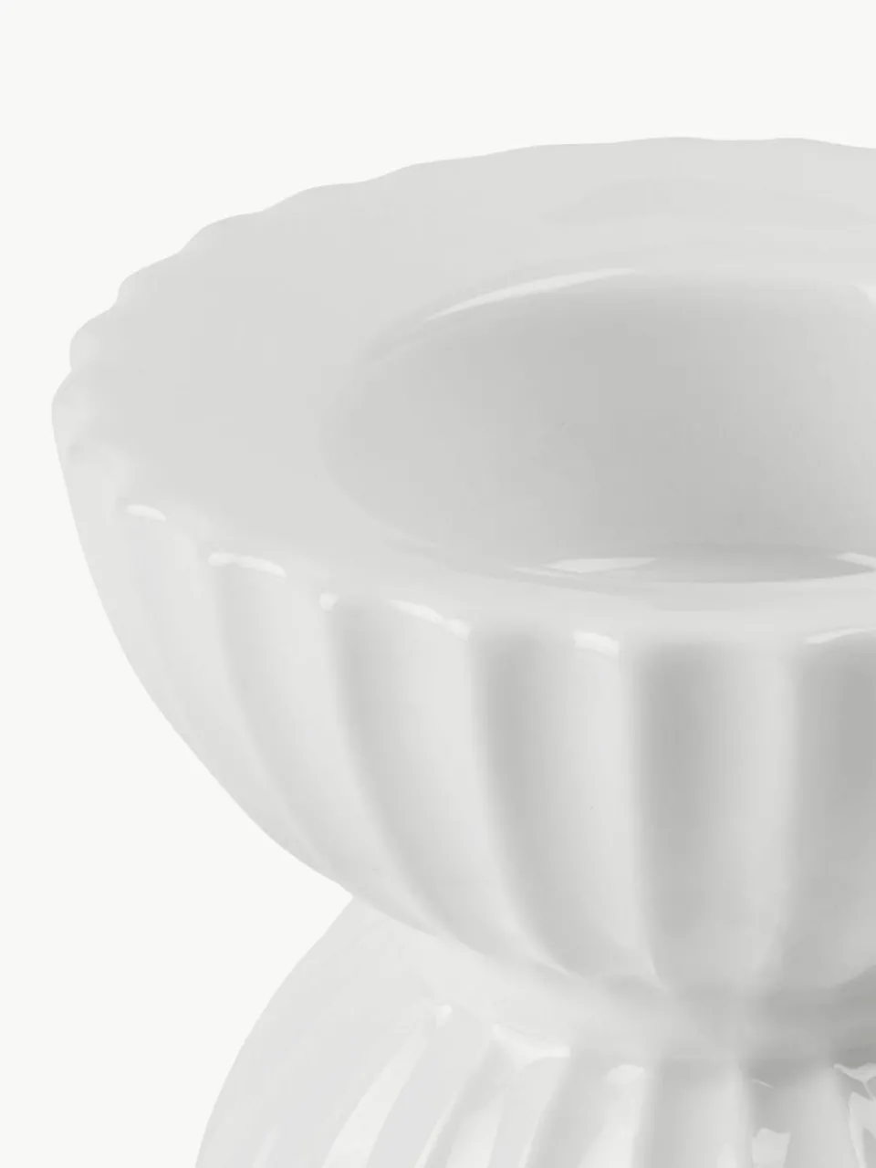 Porseleinen theelichthouder Tura met geribbeld oppervlak^Lyngby Porcelaen Clearance