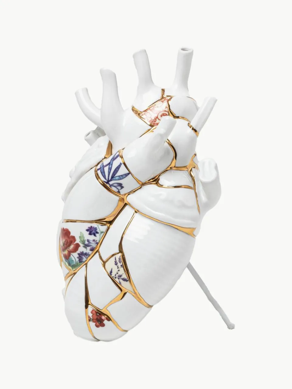 Porseleinen vaas Love in Bloom met goudkleurige decoratie, H 25 cm^SELETTI Outlet
