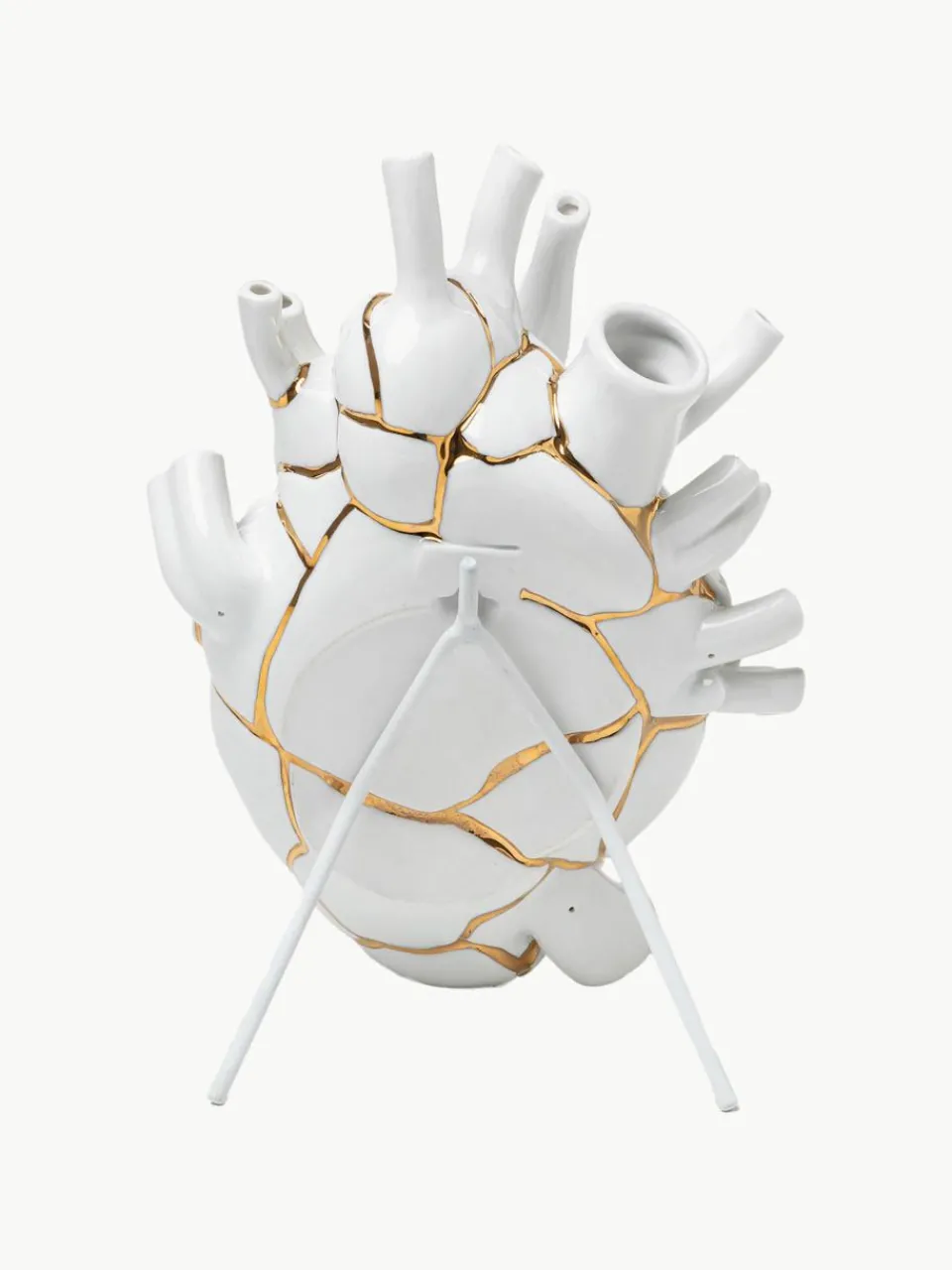 Porseleinen vaas Love in Bloom met goudkleurige decoratie, H 25 cm^SELETTI Outlet