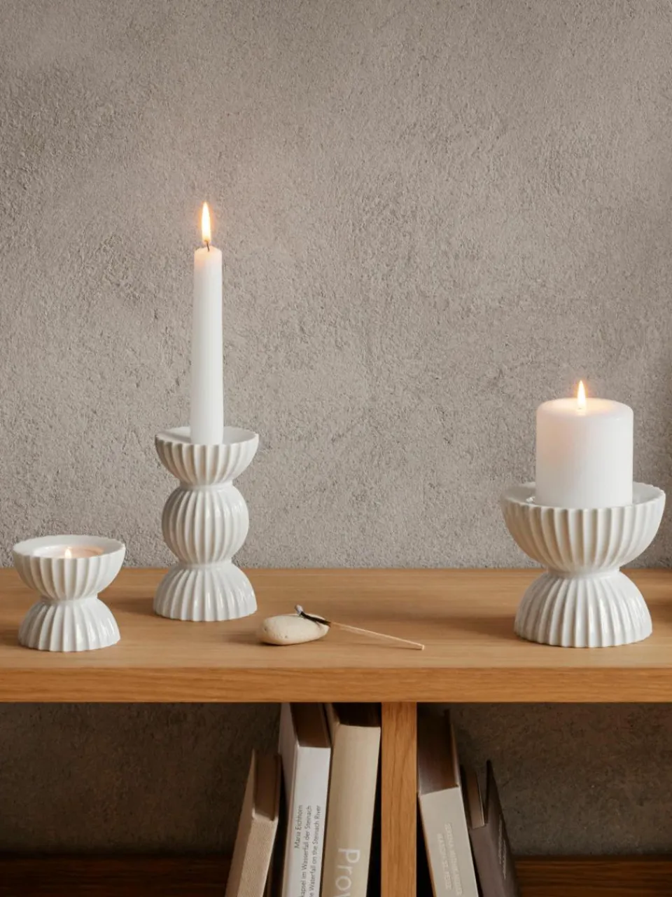 Porseleinen windlicht Tura met geribbeld oppervlak^Lyngby Porcelaen New