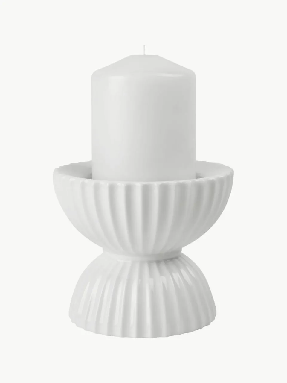 Porseleinen windlicht Tura met geribbeld oppervlak^Lyngby Porcelaen New