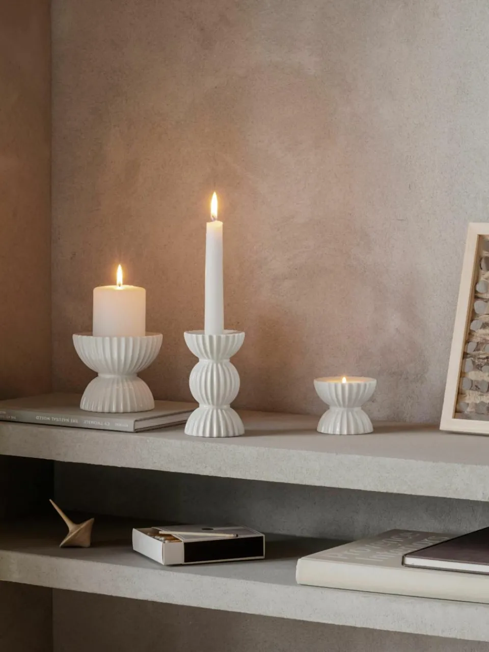 Porseleinen windlicht Tura met geribbeld oppervlak^Lyngby Porcelaen New