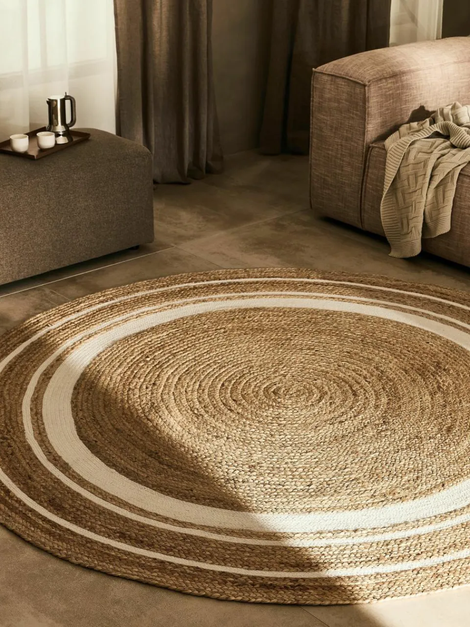 Rond juten vloerkleed Clover, handgemaakt^Westwing Collection Outlet