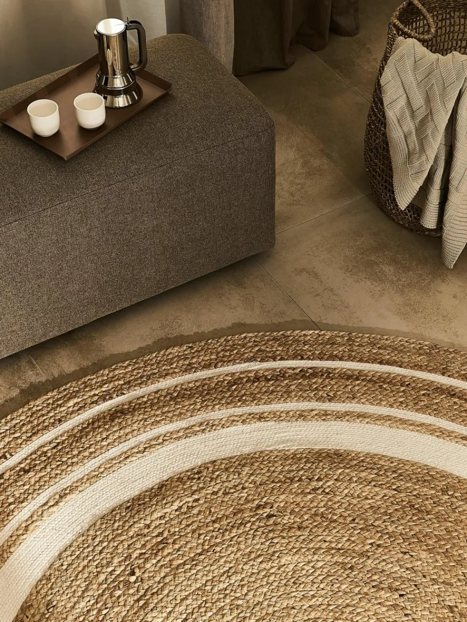 Rond juten vloerkleed Clover, handgemaakt^Westwing Collection Outlet