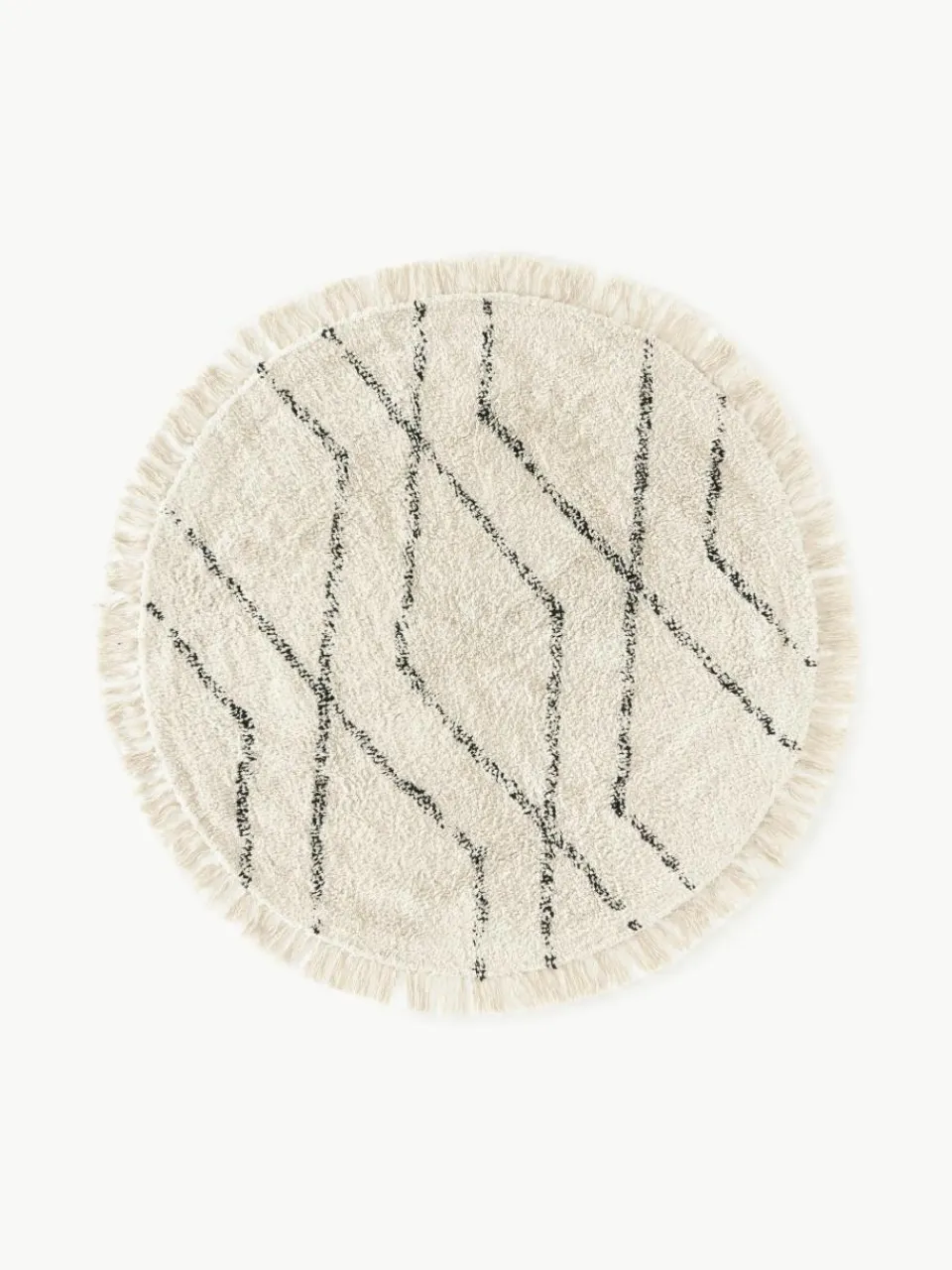 Rond katoenen vloerkleed Bina met ruitjesmotief, handgetuft^Westwing Collection Online