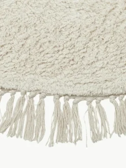 Rond katoenen vloerkleed Daya met franjes, handgetuft^Westwing Collection Discount