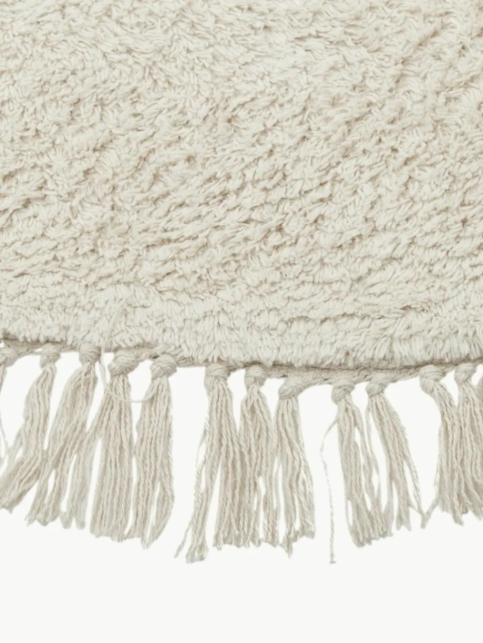 Rond katoenen vloerkleed Daya met franjes, handgetuft^Westwing Collection Discount