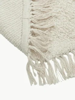 Rond katoenen vloerkleed Daya met franjes, handgetuft^Westwing Collection Discount