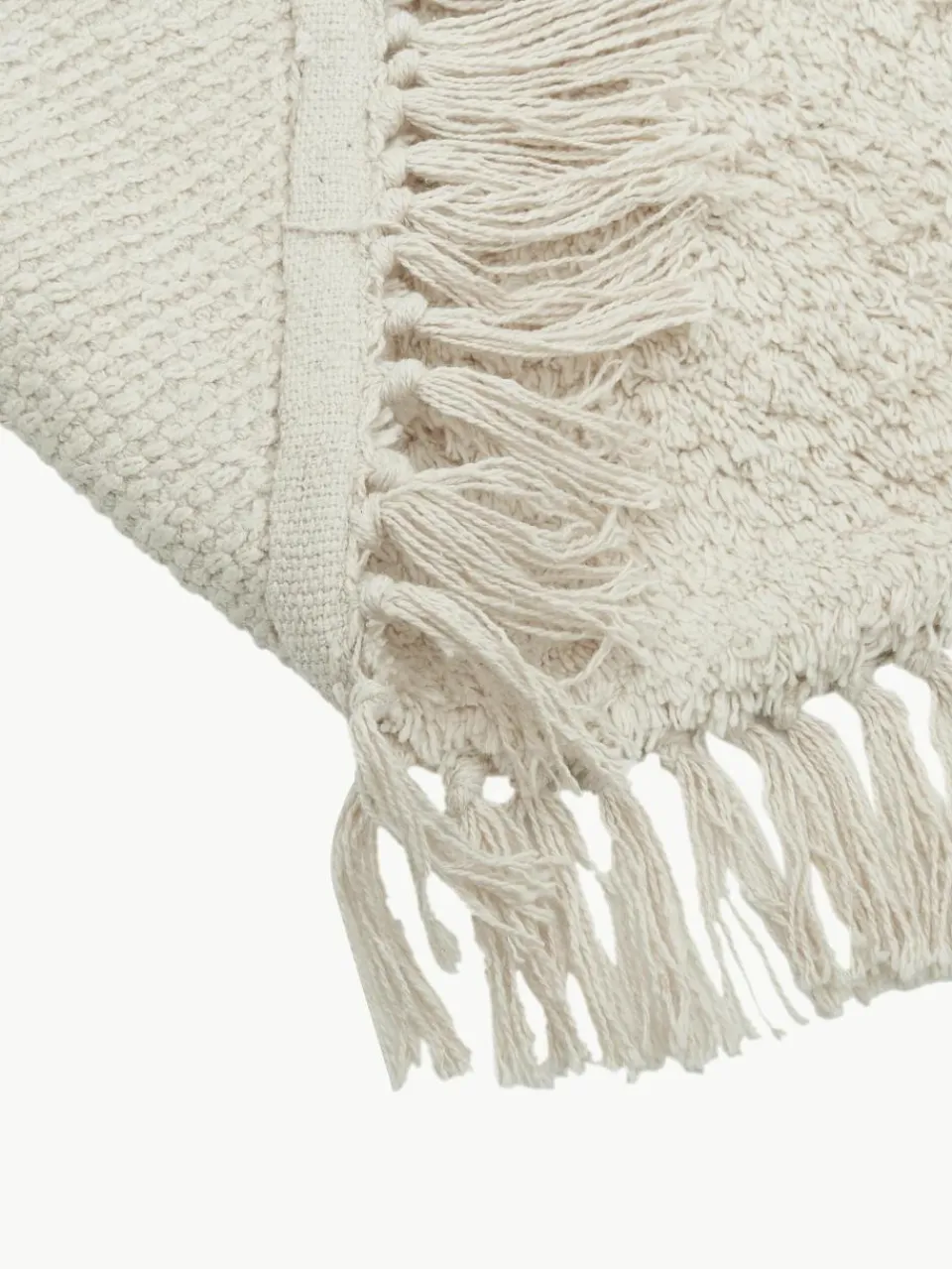 Rond katoenen vloerkleed Daya met franjes, handgetuft^Westwing Collection Discount
