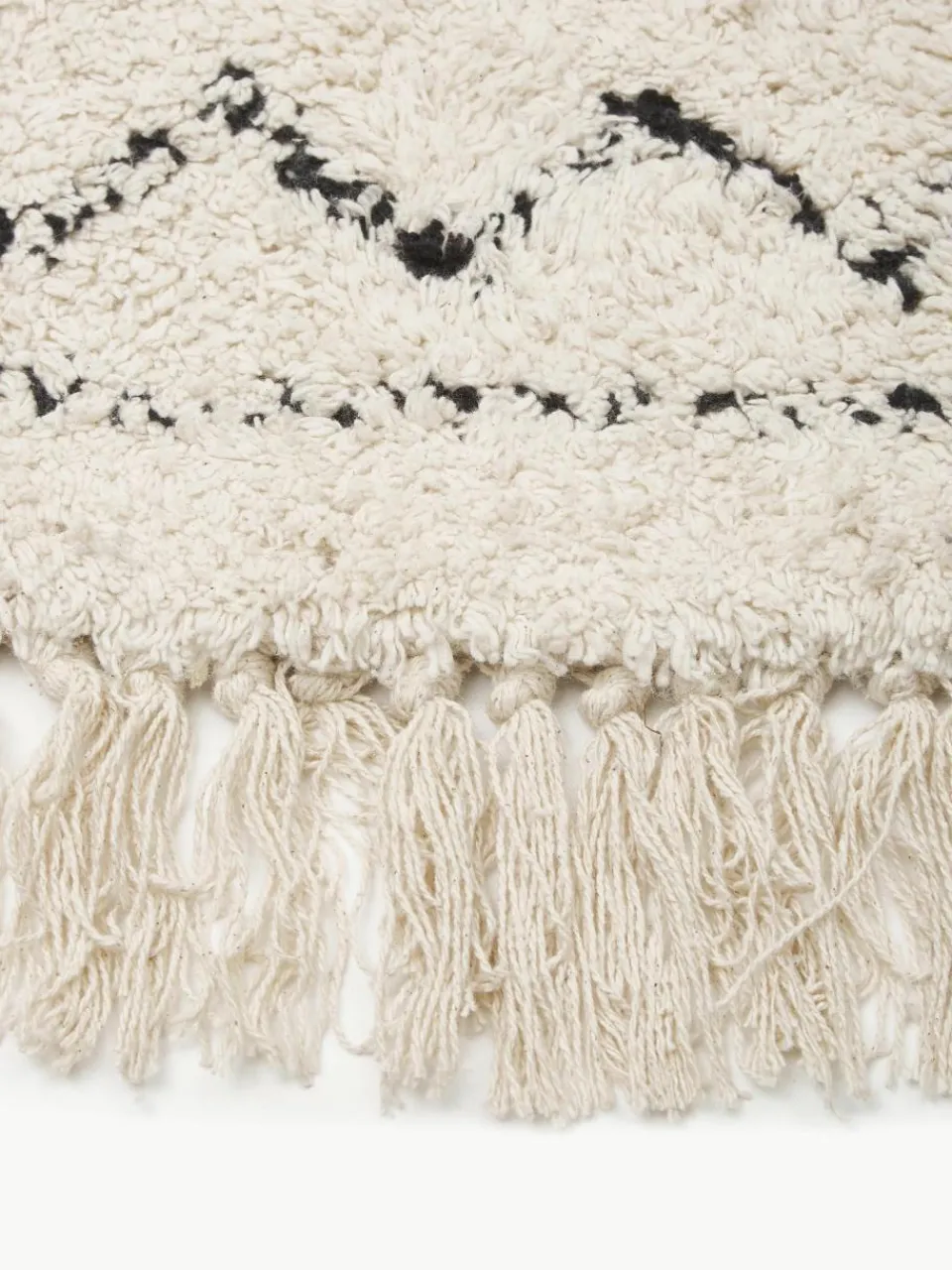 Rond katoenen vloerkleed Fionn met franjes, handgetuft^Westwing Collection Clearance
