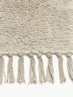Rond katoenen vloerkleed Daya met franjes, handgetuft^Westwing Collection Fashion