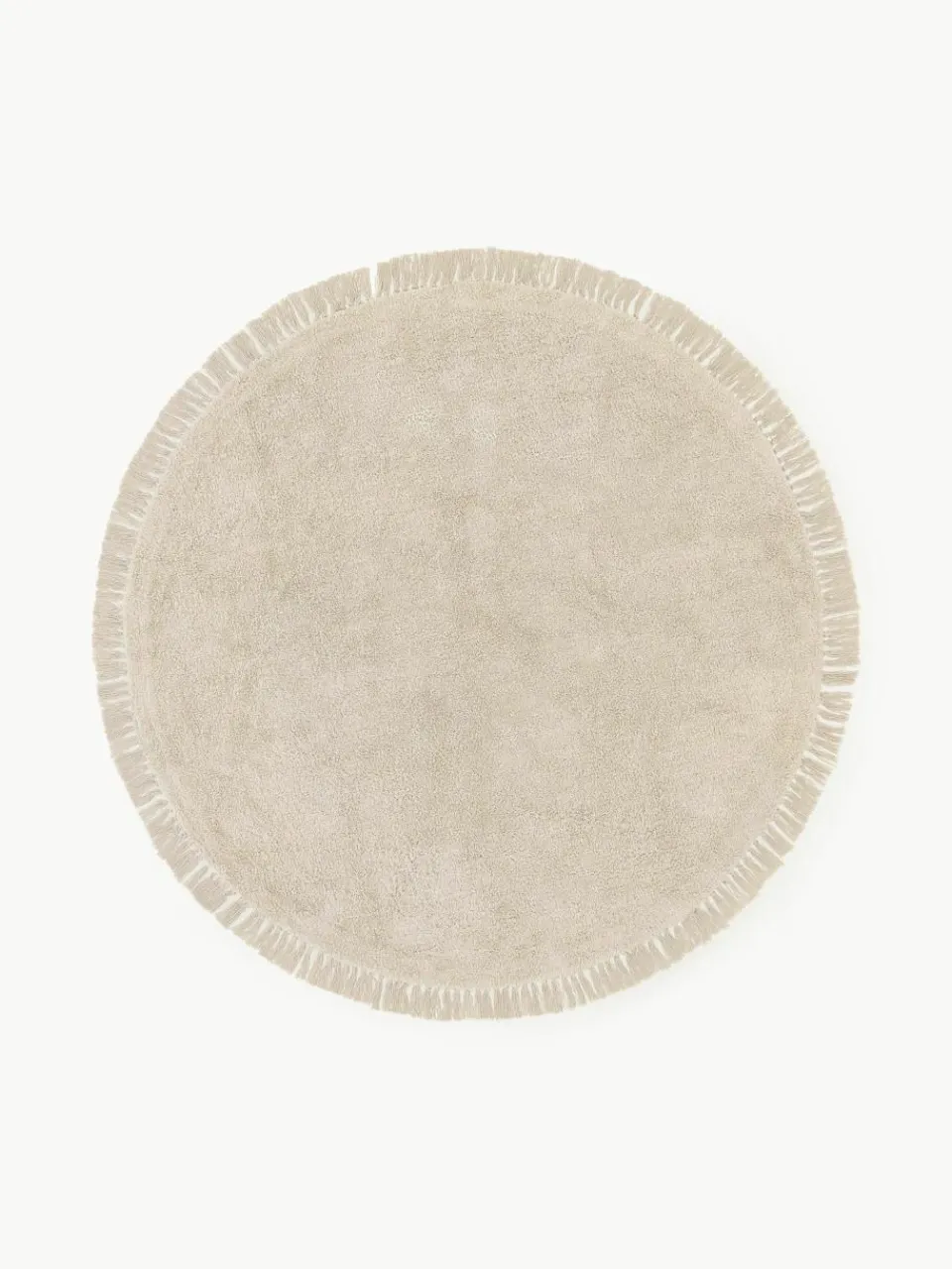 Rond katoenen vloerkleed Daya met franjes, handgetuft^Westwing Collection New