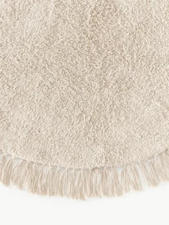 Rond katoenen vloerkleed Daya met franjes, handgetuft^Westwing Collection New