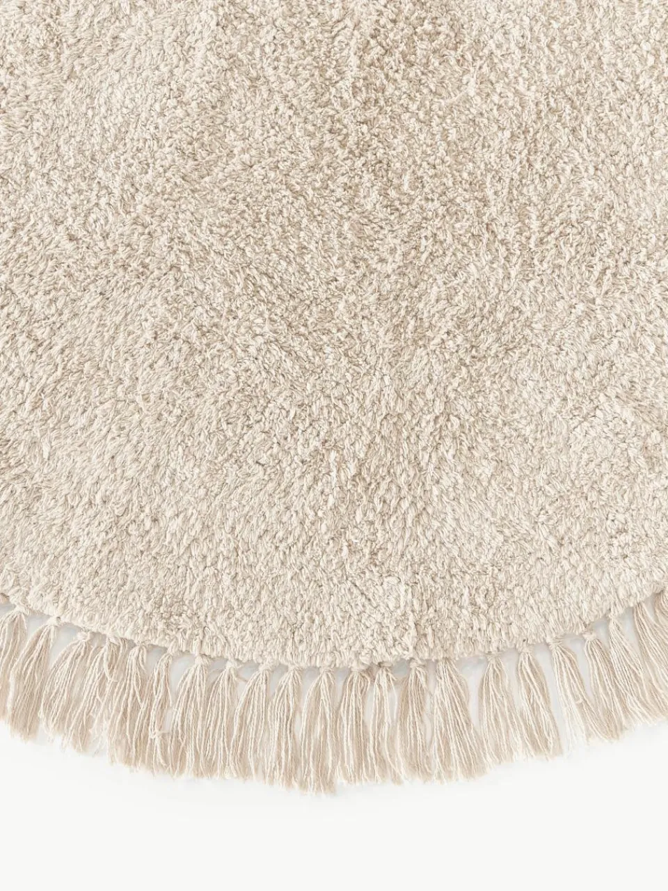 Rond katoenen vloerkleed Daya met franjes, handgetuft^Westwing Collection New