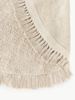 Rond katoenen vloerkleed Daya met franjes, handgetuft^Westwing Collection New