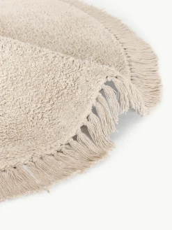 Rond katoenen vloerkleed Daya met franjes, handgetuft^Westwing Collection New