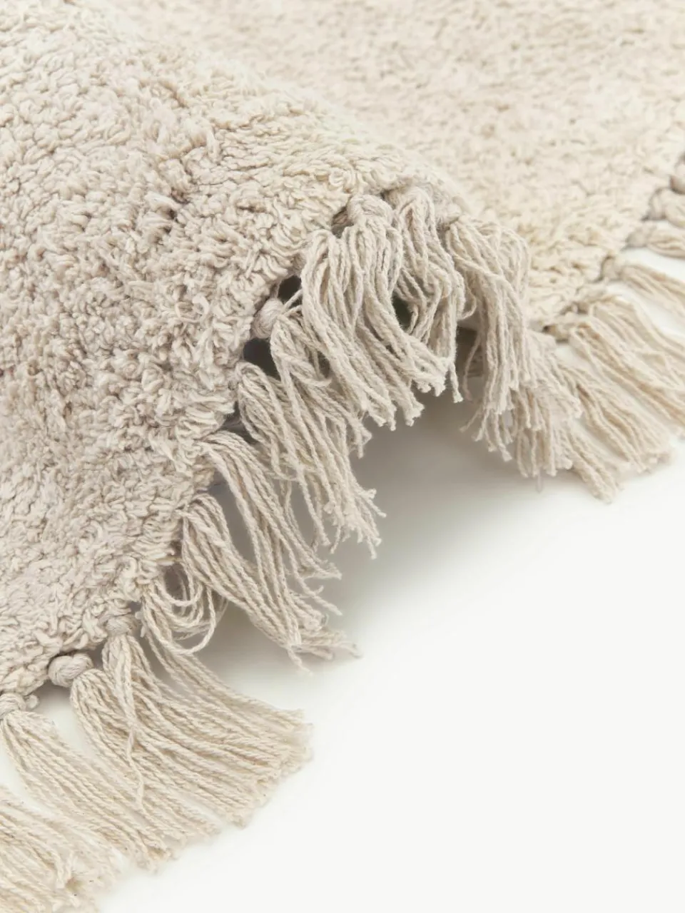 Rond katoenen vloerkleed Daya met franjes, handgetuft^Westwing Collection New