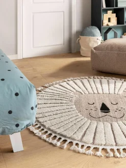 Rond kindervloerkleed Momo met kwastjes en hoog-laag effect^Benuta Clearance