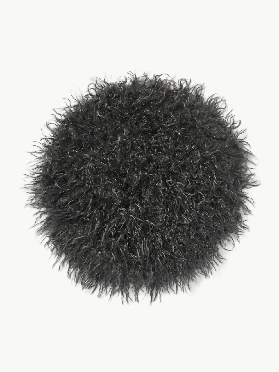 Rond zitkussen van imitatievacht Morten, gekruld^Westwing Collection Fashion