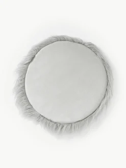 Rond zitkussen van imitatievacht Morten, gekruld^Westwing Collection Hot
