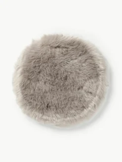 Rond zitkussen van kunstvacht Mathilde, glad^Westwing Collection Fashion