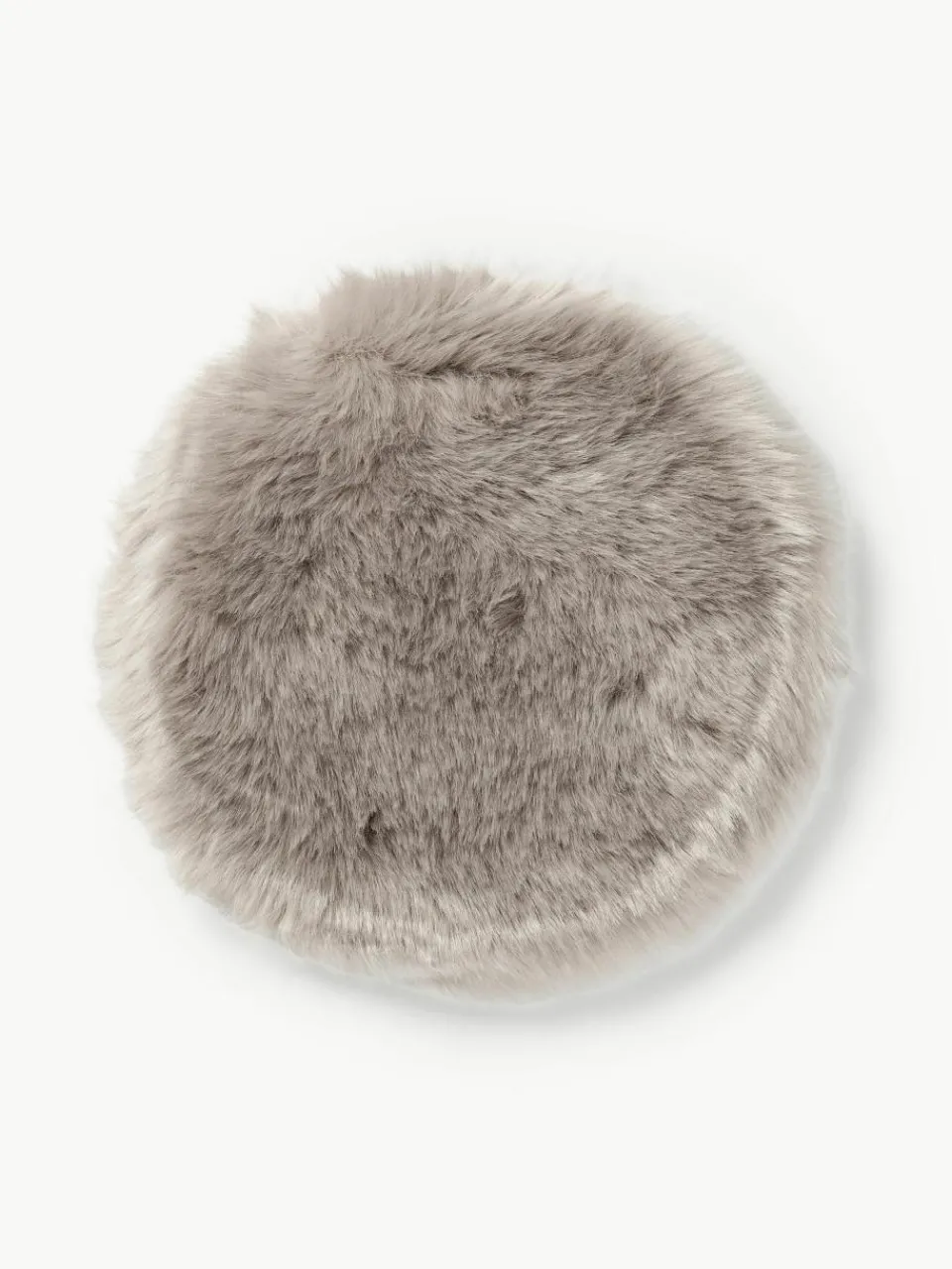Rond zitkussen van kunstvacht Mathilde, glad^Westwing Collection Fashion