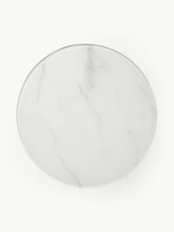 Ronde bijzettafel Antigua met glazen tafelblad in marmerlook^Westwing Collection Fashion