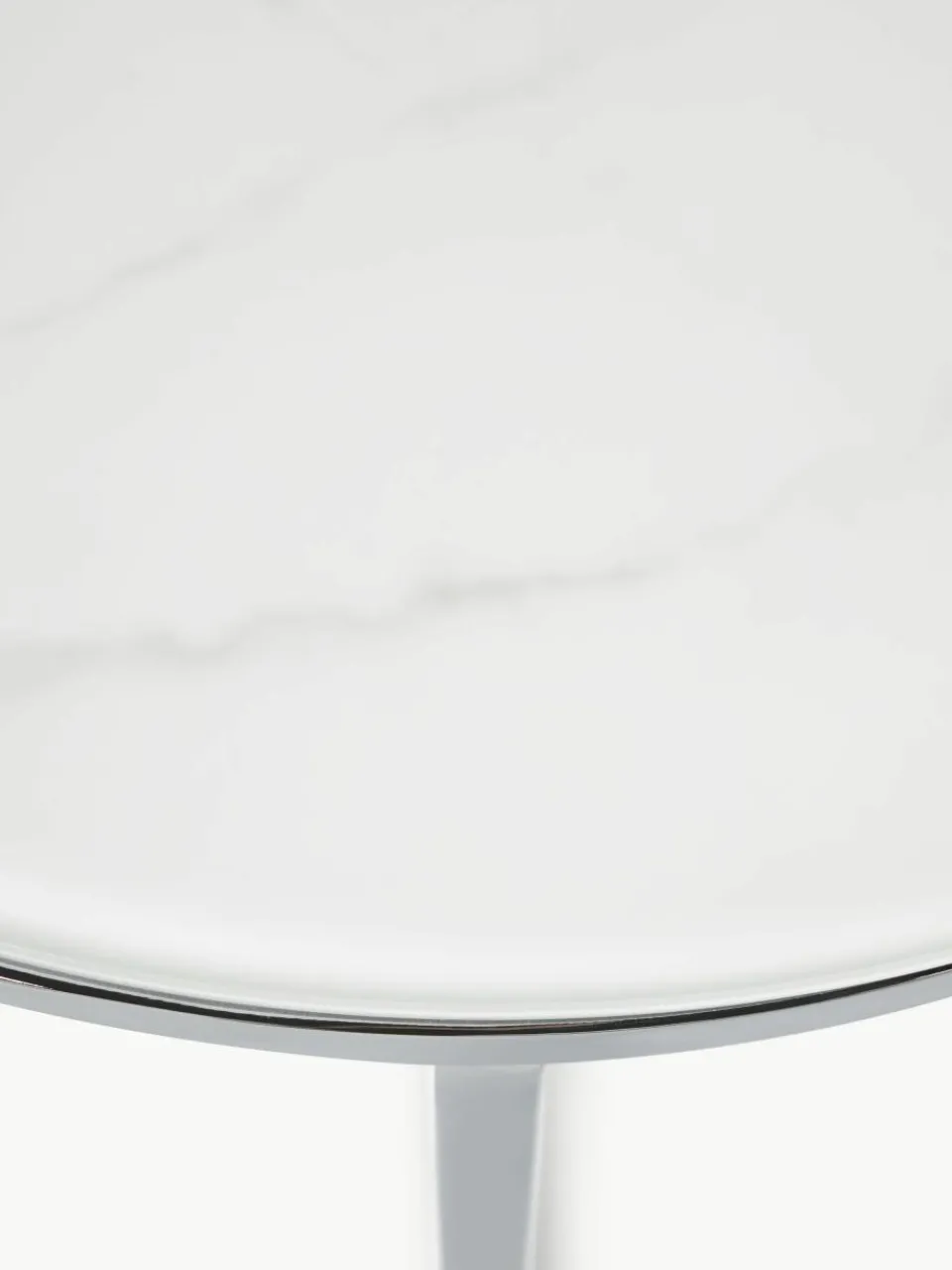 Ronde bijzettafel Antigua met glazen tafelblad in marmerlook^Westwing Collection Fashion