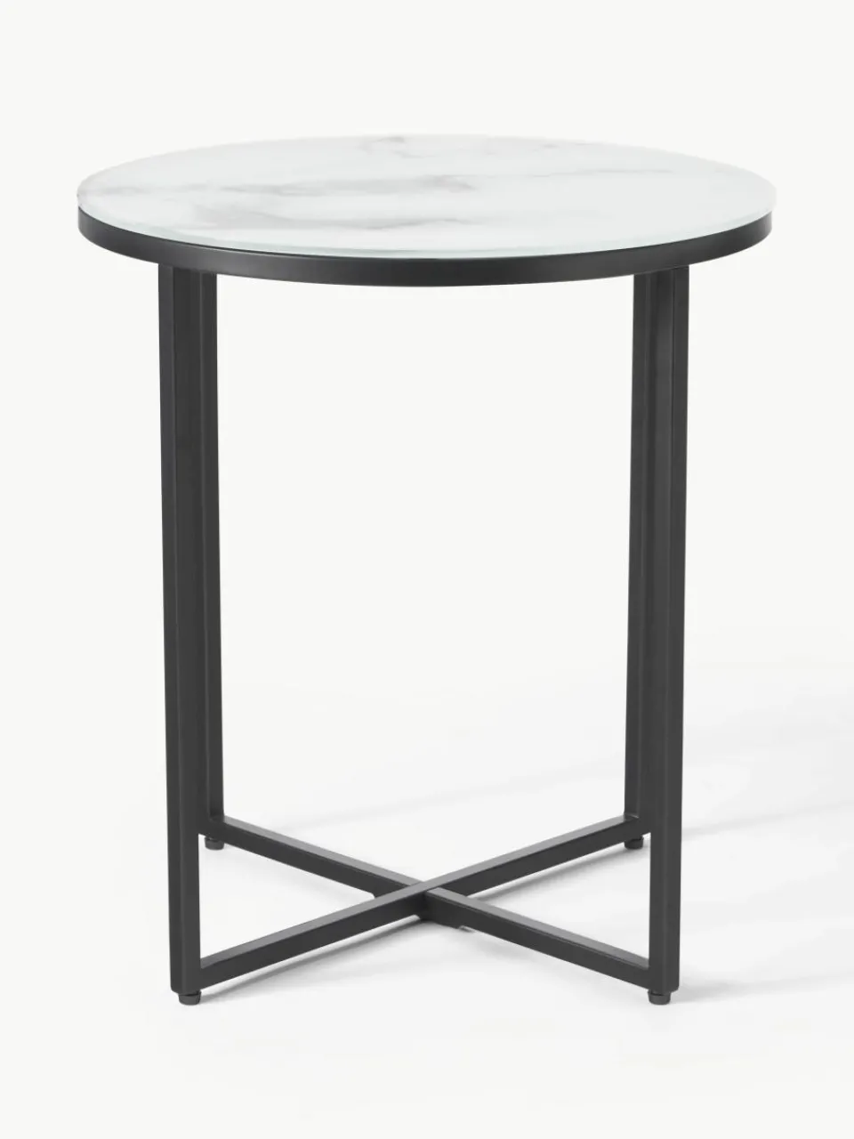 Ronde bijzettafel Antigua met glazen tafelblad in marmerlook^Westwing Collection New