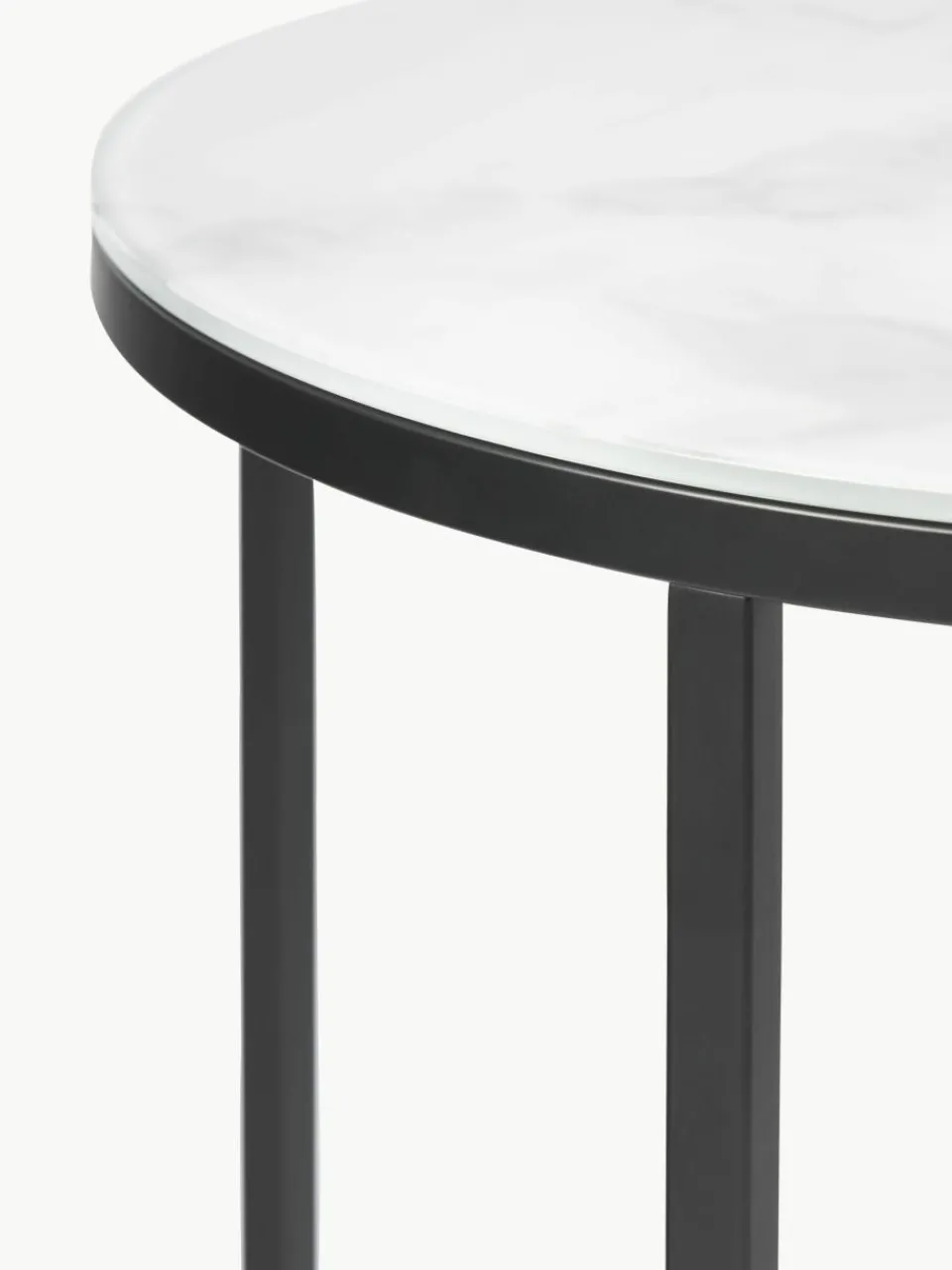 Ronde bijzettafel Antigua met glazen tafelblad in marmerlook^Westwing Collection New