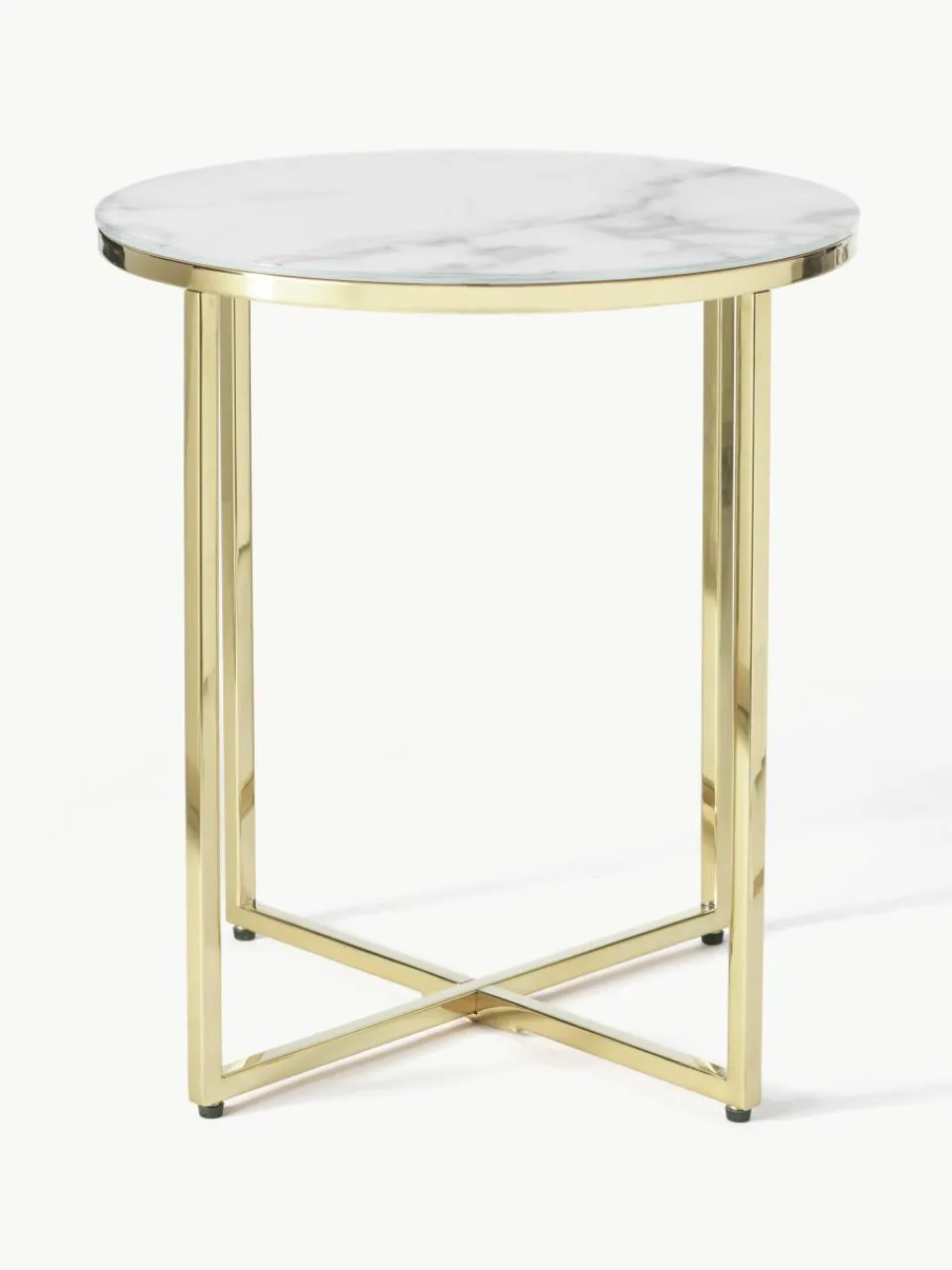 Ronde bijzettafel Antigua met glazen tafelblad in marmerlook^Westwing Collection Hot