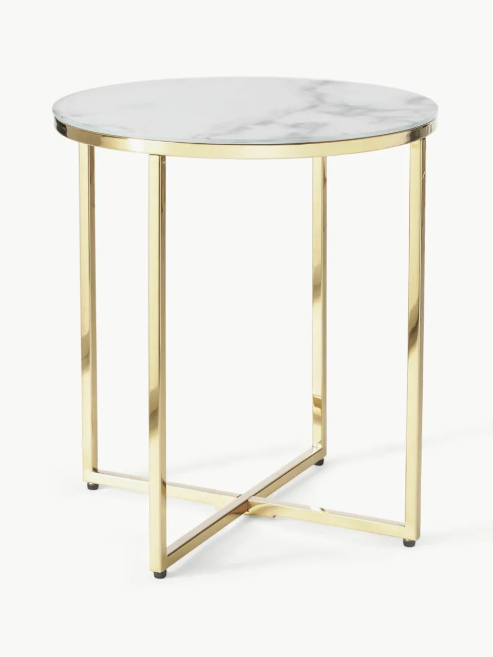 Ronde bijzettafel Antigua met glazen tafelblad in marmerlook^Westwing Collection Hot
