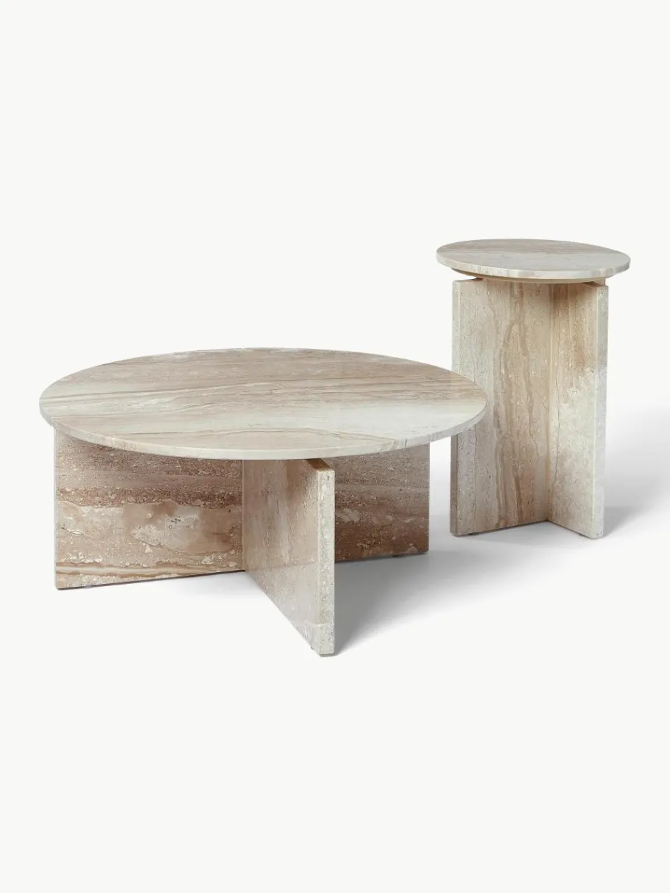 Ronde bijzettafel Marisa uit travertijn^Westwing Collection Outlet