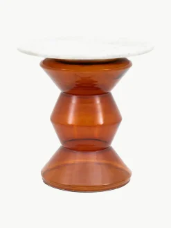 Ronde bijzettafel Turin van glas en marmer, mondgeblazen^Westwing Best