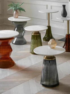 Ronde bijzettafel Turin van glas en marmer, mondgeblazen^Westwing Best