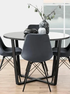 Ronde eettafel Amble met tafelblad in marmerlook, Ø 110 cm^Westwing Fashion