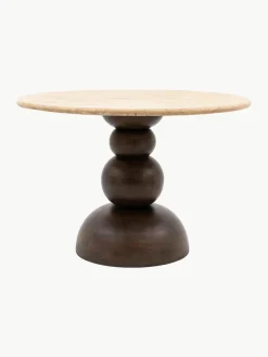 Ronde eettafel Sculpt met travertijn tafelblad, Ø 110 cm^Westwing Sale
