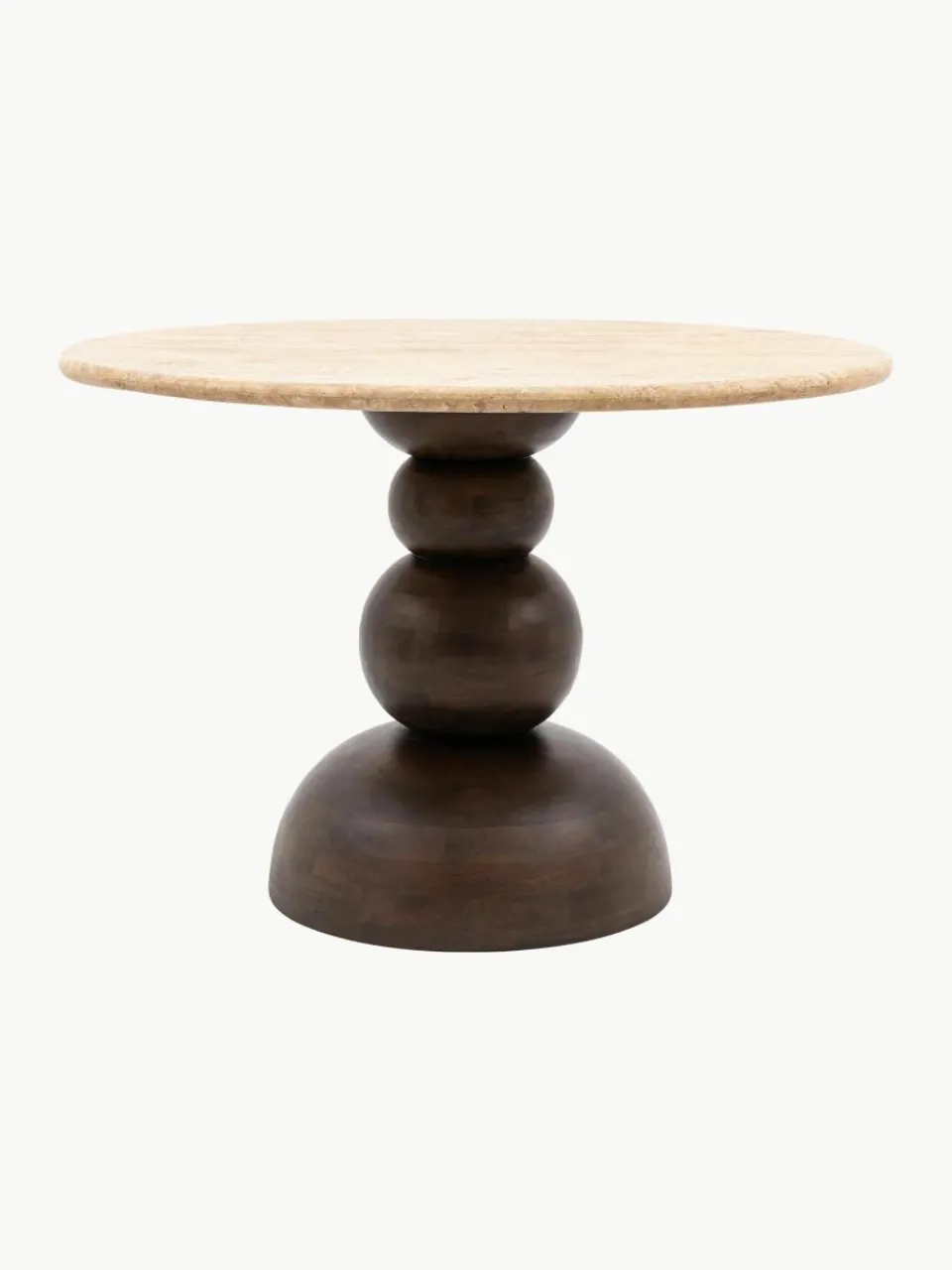 Ronde eettafel Sculpt met travertijn tafelblad, Ø 110 cm^Westwing Sale