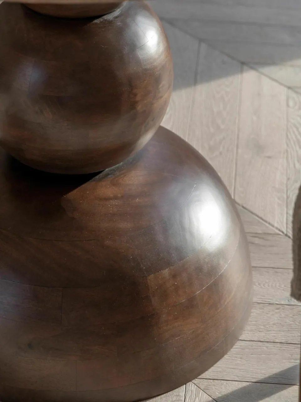 Ronde eettafel Sculpt met travertijn tafelblad, Ø 110 cm^Westwing Sale