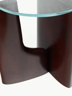 Ronde houten bijzettafel Miya met glazen tafelblad^Westwing Collection Online