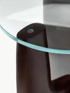 Ronde houten bijzettafel Miya met glazen tafelblad^Westwing Collection Online